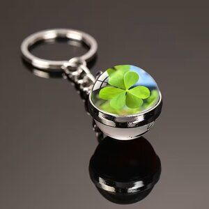Sunlit Three (3) Leaf Clover Lucky Keychain Good Luck Charm Irish St Patricks